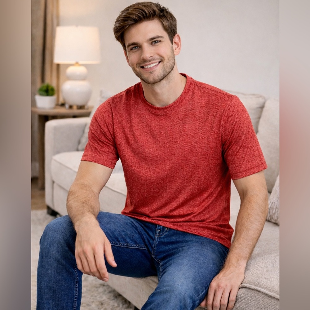 Pro Player Men’s Heathered Red Performance Athletic Tee Shirt Size Large